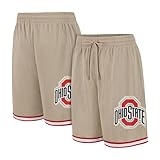 Ultra Game NCAA Official Men’s Showtime Active Basketball Training Shorts - Unisex, Ohio State University, Sand, Large