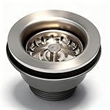 Inodiref Ø 85 mm Stainless Steel Sink Waste Strainer, Kitchen Sink Basket Strainer Plug Thickened Design, Kitchen Sink Drain Strainer High Temperature Resistance, 1½" Fit for Sink Hole Size 57-65 mm