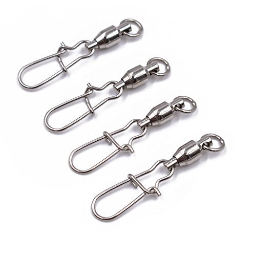 Emerillones Rodamiento de Bolas con Imperdibles Duo Lock de Pesca en Agua Dulce o Agua Salada (0#(24LB)--20piezas) Cover