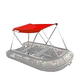 ALEKO Boat Bimini Top Canopy Tent Summer Sun Shelter Sunshade | for 10.5 ft Long Inflatable Boats | 4.4 x 3.4 Feet | Color Red | BSTENT320R