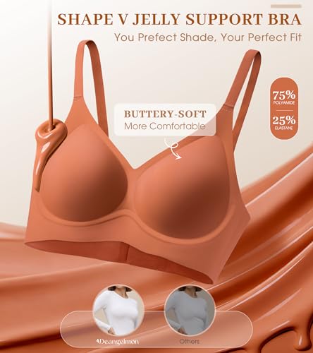 Image of DEANGELMON Seamless Bras for Women No Underwire Comfortable Push Up Bra V Neck Wireless Bralette Full Coverage Wire Free