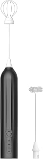 Wireless Milk Frother Handheld, USB Rechargeable Milk Foamer, 2 Whisks, One Button Operation, Stainless Steel Whisk, Portable Design for Home Coffee, Latte and Cappuccino