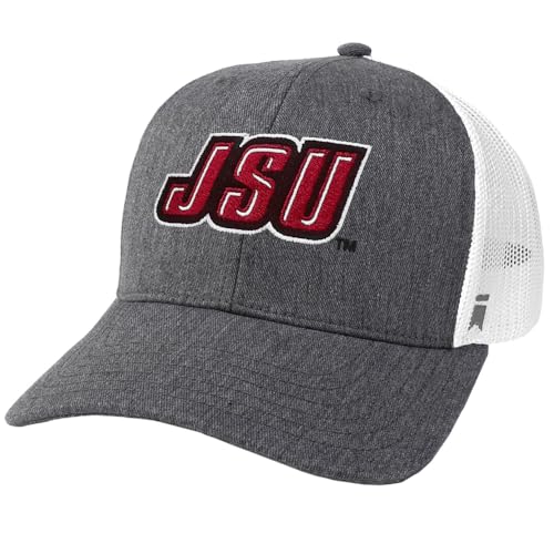 Jacksonville State University Primary Logo Official Collegiate Team Logo Adjustable Snapback Trucker Hat - Unisex for Men and Women, Athletic Heather