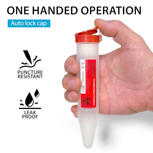 Image of Small Sharps Containers, Travel Sharps Container, Transportable Sharps Container with Locking Mechanism, Professional Grade Mini Sharps Container - 6 Count
