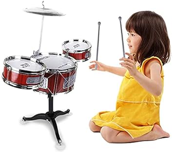 ZERONTE Small Plastic Drum Set Toy for Kids Age 3 - 6 Years Old Toy Musical Instruments Playing Rhythm Beat Toy Great Gift for Boys Girls