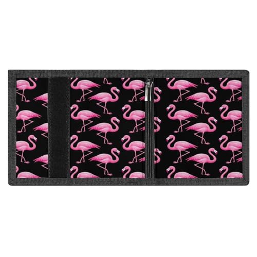 Fashion Thin Lovely Animal Pink Flamingo Wallets, Fold Trifold Wallet with ID Holder And Key Chain, Compact Wallet for Outdoor Travel4