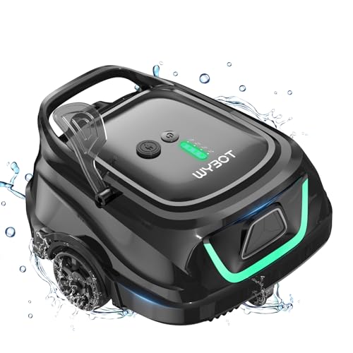 WYBOT A1 Robotic Pool Cleaner – Dual Layer Filtration, Strong Suction, 130 Mins Runtime, Robot Pool Vacuum for Above-Ground & Flat Pools up to 1,100 Sq. Ft., 4 Cleaning Modes, Abyss Black Gr