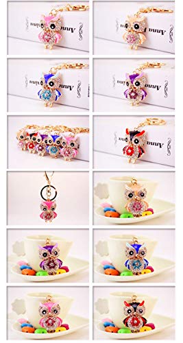 Grtdrm Cute Owl Shape Crystal Rhinestone Sparkling Keychain Bag Pendant Handbag Charm For Women Girls(Purple) #TOP6