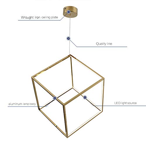 Geometrico Lampada A Sospensione LED Quadrato Moderno Lampadario Lampada A Sospensione Regolabile Illuminazione A Soffitto Per Sala Da Pranzo Camera Da Letto Ristorante,Black+SteplessDimming-a30cm