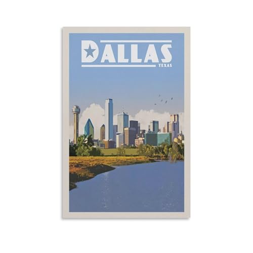 Affiches d'art sur toile Dallas décoration murale rétro format 50 x 75 cm