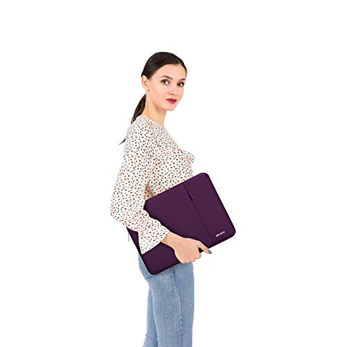 Image of MOSISO Laptop Case 14 inch, 14 inch Laptop Sleeve Compatible with HP Lenovo Dell ASUS Acer, HP Stream, Dell Latitude, Lenovo IdeaPad, Polyester Vertical Computer Sleeve Bag with Pocket, Magenta Purple