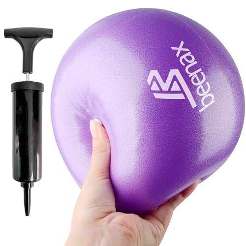 Beenax 23cm Soft Pilates Ball, Pump Included - 9 Inch Exercise, Mini Barre, Gym Ball - Yoga, Pilates, Core Training, Physical Therapy, Balance (Home, Gym, Office)
