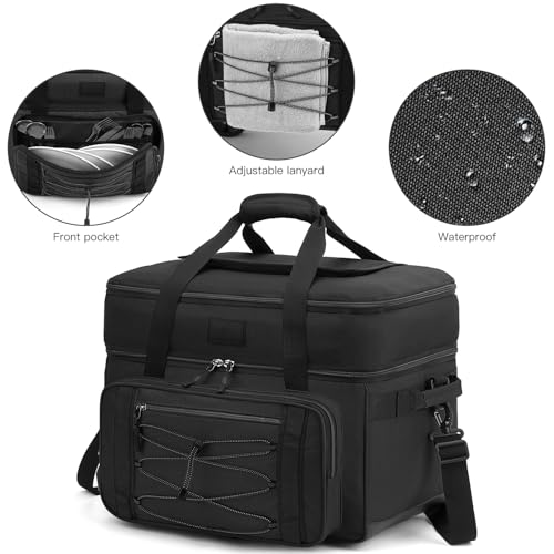 Image of Extra Large Wheeled Portable Cooler Bag 85 Cans Double Deck Heavy Duty Rolling Insulated Cooler with All-Terrain Wheels Leakproof Tactical Soft Sided Cooler for Beach Camping Picnic Travel