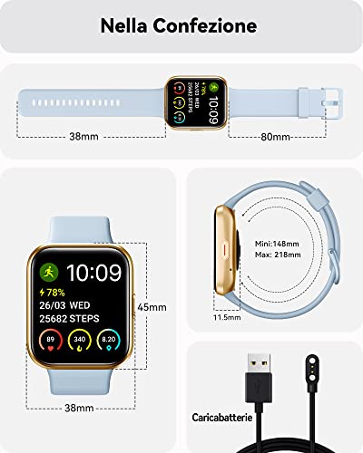 Enomir Smart Watch (Call Receive/Dial) Smart Watch For Men Women [Alexa Built-In]1.7' Fitness Tracker With Heart Rate Blood Oxygen Sleep Monitor 60 Sports Ip68 Smartwatch For Iphone Android Light Blue #TOP6