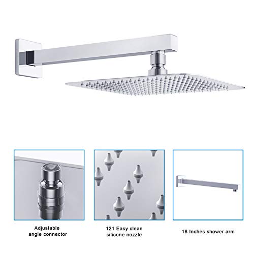 EMBATHER Shower System Shower Faucets Sets Complete with California Certified-10 Inches Shower Head with Pressure Balance Valve and Trim Kit, Polished Chrome - Thumbnail 5