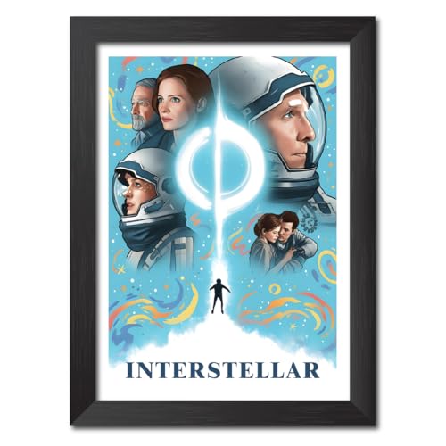 Image of TenorArts Interstellar Poster Hollywood Movie Posters Vector Art Photo Frame Painting With Dark Wooden Texture (12inches x 9inches)