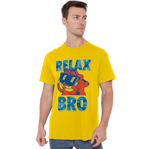 T-shirt Garfield Relax Bro Jaune Mixte Coton Col Rond Tee-Shirt Chat