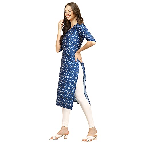 Image of Pinkmint Designer Woman's Crepe Multicolored Straight Kurta [A-355-330]