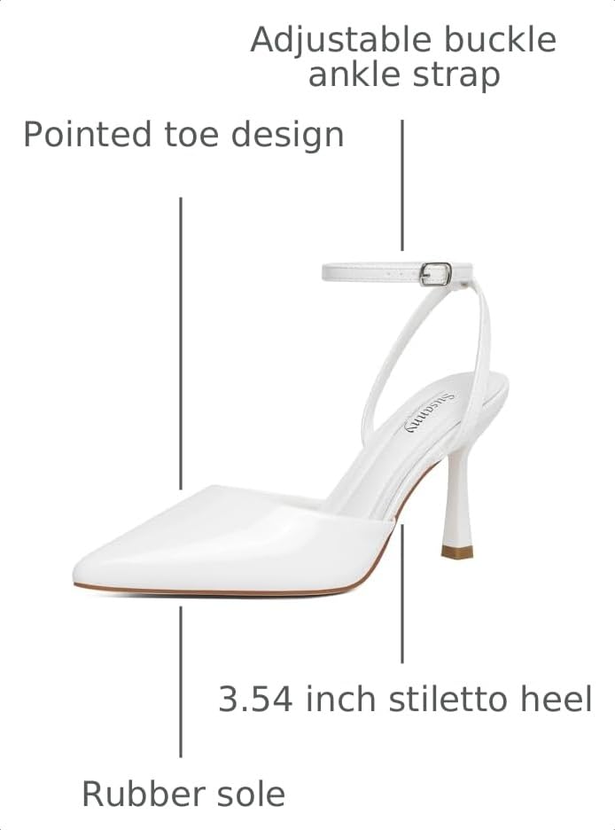 Image of Susanny Women's Heels Closed Pointed Toe Strappy Stiletto Pump Dressy Shoes