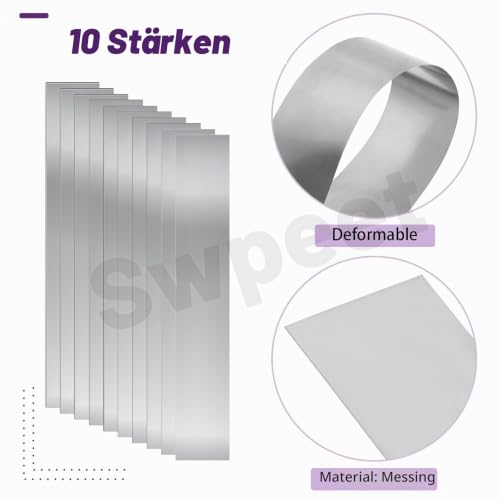 Swpeet 10pcs 304 Edelstahl Shim Stock Kit, 1 \(Breite) × 6 \(Länge) × 0,00078 \(Dicke) Metall Shim Stock Streifen Dünne Metall Shims Blatt für Gap Filler Streifen Handwerk Herstellung