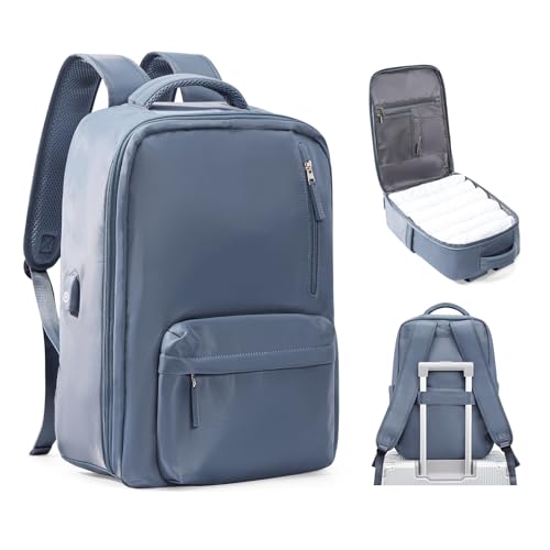 VGCUB Travel Essentials Backpack for Women Men,Laptop Carry on Backpack with Laptop Compartment,Waterproof Work Personal Item Size Backpack with USB Charging Port,Jewel Blue