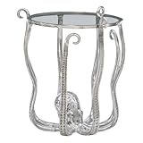 Linon Olivia Octopus Aluminum and Glass Table in Silver