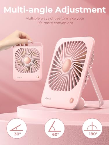 Funme® Tischventilator Batterie Klein USB Ventilator Leise, Tragbarer Aufladbar 3000 Akku Ventilatoren mit 3 Geschwindigkeiten für Makeup Camp, Büro, Bibliothek und Zuhause - Roségold 5