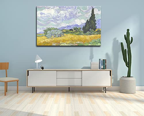 Okexckk Wheat Field With Cypresses By Van Gogh Oil Paintings, Large Canvas Wall Art Prints For Living Room Bedroom Office Wall Decor 24"X36" #TOP5