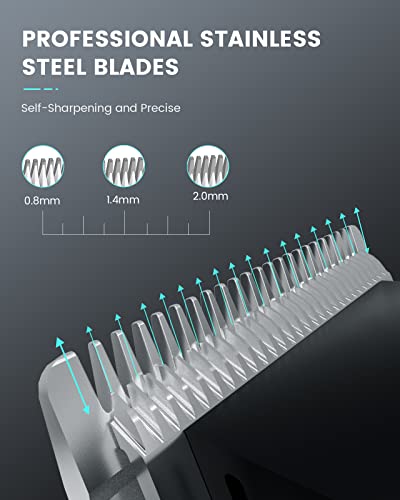 Cordless Hair Clippers for Men SUPRENT, Professional Hair Cutting Kit with 2000mAh Lithium Ion, Stainless Steel Blade, Hair Trimmer with Lock-in Length (Silver)