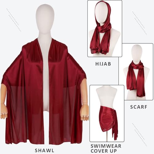 Womens Satin Shawls and Wraps for Evening Dresses, Long Scarf Wedding Guest Shawl, Party Dresses Bridal Bridesmaid Shawl3