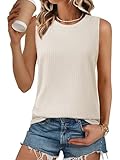Bosmeer Women's Waffle Knit Tank Tops Scoop Neck Sleeveless Shirts Flowy Loose Beach Tops 2025 Summer Trendy Beige M