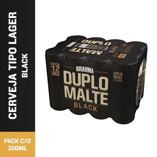Pack de Brahma Duplo Malte Escura Sleek 350ml, 12 Unidades