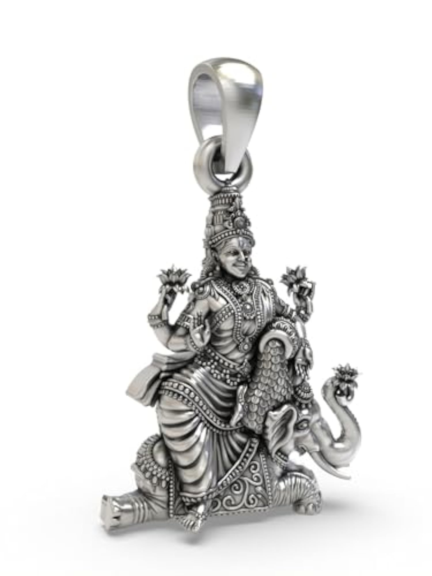 925 Sterling Silver Goddess Lakshmi Pendant Necklace