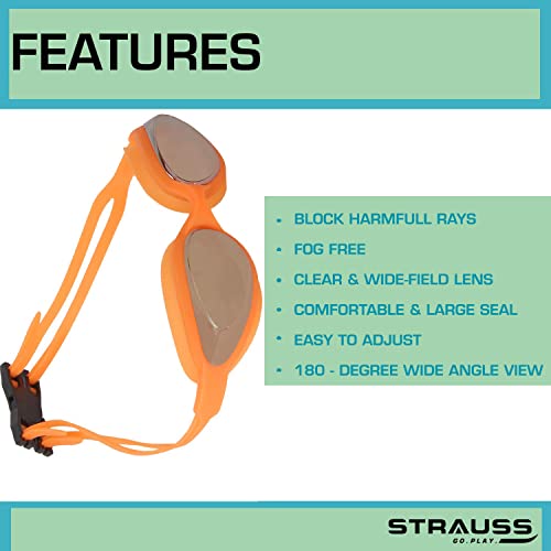 Image of STRAUSS Swimming Goggles Set, (Orange) Swimming Goggles Set, (Grey)
