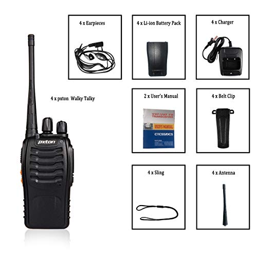 pxton Walkie Talkies Long Range for Adults with Earpieces,16 Channel Walky Talky Rechargeable Handheld Two Way Radios with Flashlight Li-ion Battery and Charger（4 Pack） by pxton - Image 6