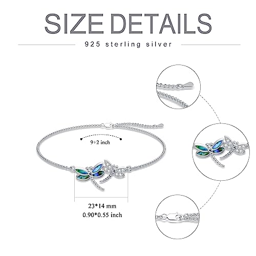 Image of 925 Sterling Silver Anklet Foot Bracelet with Crystal from Austria, Anklet Jewelry Gifts for Women 11 Inch Adjustable