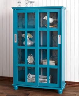 The Lakeside Collection Sliding Door Cabinet - Ocean Blue
