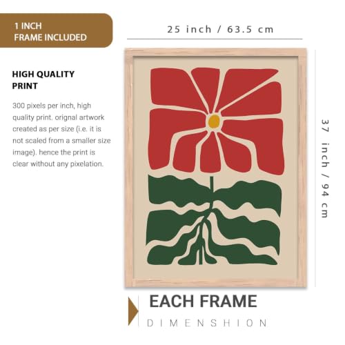 Image of kotart Home Decor Boho Painting Decorative Wall Art poster With Frame For Living Room Bed Room Hotel Wall Decor Digital Reprint Set of 3 (35x37 Inch)