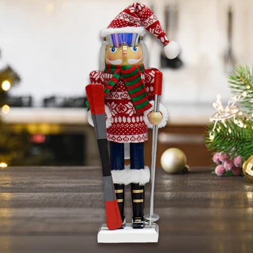 Casse-Noisette Skieur en bois pour décoration de table et de Noël