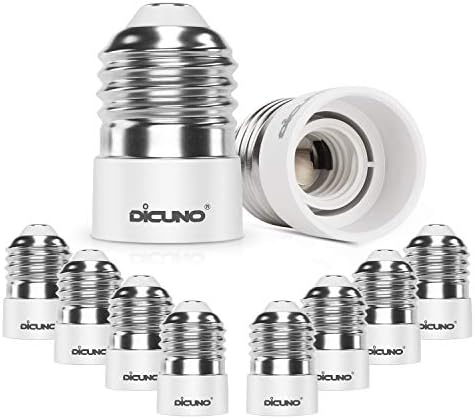 DiCUNO E27 to E14 Socket Adapter, Screw to Small Screw Converter, ES to SES Adopter, Max Wattage 200W, 0~250V, 165 Degree Heat Resistant, 10-Pack