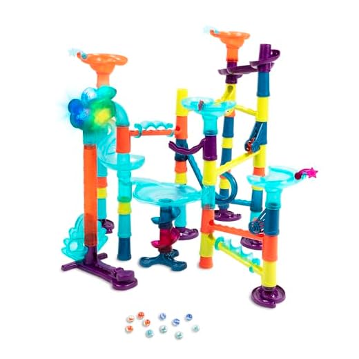 B. toys by Battat Marble Run Toy Set – 62 Piece Educational Building Toy with Lights & Sound – STEM Learning Toy Marble Track for Kids 3 Years +