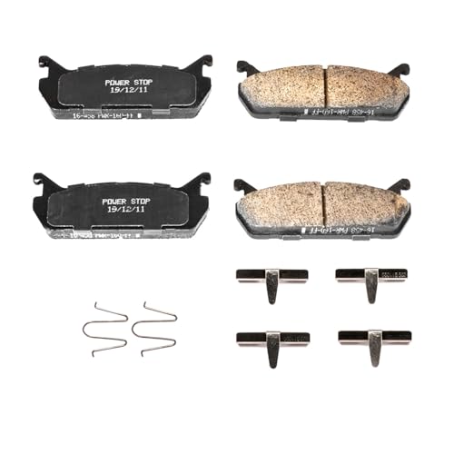 Image of PowerStop Rear Brake Pads for Ford Escort 1991-96 |Mazda 323 1990-91 |Miata 1990-93 |Protege 1990-94 |Mercury Tracer 1991-96 - Z17 Ceramic Brake Pads with Installation Hardware, 17-458