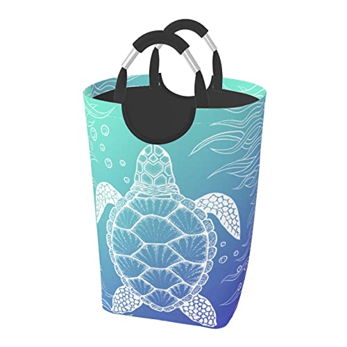 Duduho Sea Turtle Ocean Animal Laundry Basket With Handles Laundry Hamper Toys Storage Organizer Foldable Bucket Washing Bin Dirty Clothes Bag For Home Bathroom Bedroom Dorm #TOP1