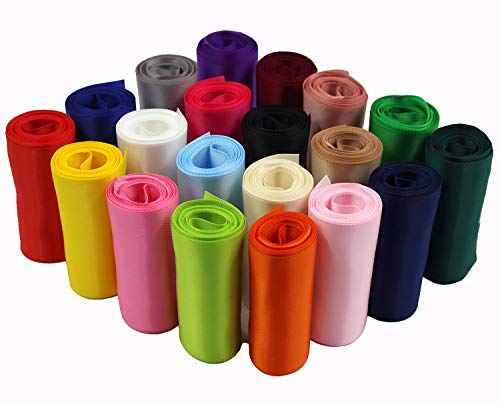 3 Inch Wide Solid Color Double Sided Polyester Satin Ribbon 20 Colors X 2 Yard Each Total 40 Yds Per Package #TOP5