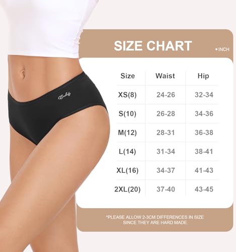 coskefy Underwear Women, 6 Pack Cotton Knickers Soft Breathable Briefs Comfy Hipster Panties Ladies Underpants