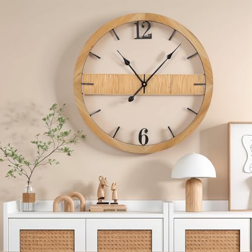 Farmhouse Straw Wall Decor Clock for Living Spaces
