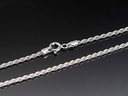 Aka Gioielli® - Touwmodel ketting 2 mm - Dames man ketting in gerodineerd 925 sterling zilver - Lengte: 40 45 50 55 60 70 cm - Image 4