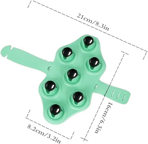 Image of RIVAAN's Palm Shaped Massage Glove, a portable manual massager with 7x 360-Degree magnetic roller balls for a deep tissue massage, for relieving muscle pain of the entire body (Green- 1 Pcs)