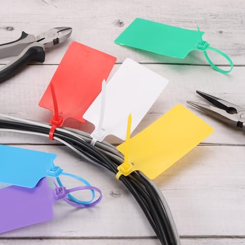 QUARKZMAN 100 Stück Wasserdichte Versandetiketten aus Kunststoff, 10 x 5.8cm Beschreibbare Hängeetiketten, Sicherheits Versandetiketten mit Reißverschluss für Beschriften, Orange