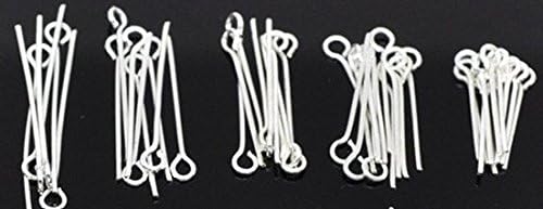 Miniatura 3 de 800 unidades de tamaños mixtos chapados en plata, alfileres de cabeza, agujero de 0.083 in, 0.028 in de grosor, fabricación de joyas de bricolaje